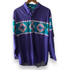 Roper Purple and Teal Casual Button Down Shirt